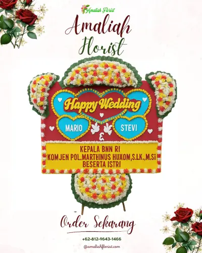 Karangan Papan Bunga Pernikahan di Handil Bakti
